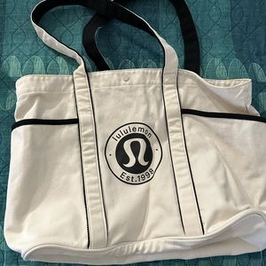 Lululemon Multi Pocket Canvas Tote Bag